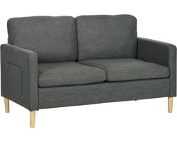 HOMCOM-Loveseat-143x76x83cm-Linnen (100% polyester)-Grijs