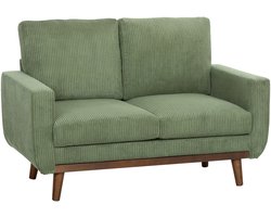 HOMCOM Loveseat-Corduroy, Hoogwaardig Schuim-134L x 74B x 84H cm-Groen