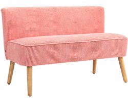 HOMCOM Loveseat Hout, Stof, Schuim 117L x 56,5B x 77H cm Roze