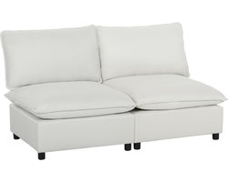 HOMCOM Loveseat-Kunstleer, Schuim-146L x 85B x 78H cm-Grijs