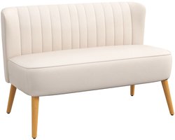 HOMCOM Loveseat-Polyester-117L x 56,5B x 77H cm-Cremeweiß