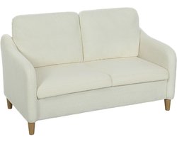 Homcom Loveseat-Polyester, Eucalyptus hout-137L x 69B x 82H cm-Crèmewit