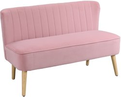Homcom Loveseat-Polyester, Massief Hout-117L x 56,5B x 77H cm-Roze