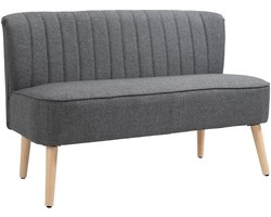 Homcom Loveseat-Polyester, Rubberhout-117L x 56,5B x 77H cm-Grijs
