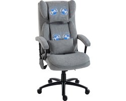 HOMCOM Massage Kantoorstoel-Polyester, Schuim-76L x 70,5B x 114-122H cm-Grijs