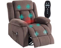 HOMCOM Massage Relaxfauteuil Polyester, Staal 92L x 92B x 102H cm Bruin
