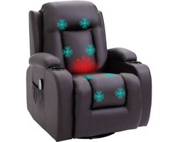 HOMCOM-Massagesessel-Kunstleder, Schaumstoff, Stahl, Kunststoff-85L x 94B x 104H cm-Kaffee-Braun