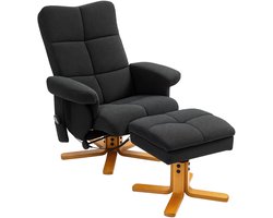 HOMCOM Massagestoel met Ottoman Set Polyester, Schuim 80L x 86B x 99H cm Zwart