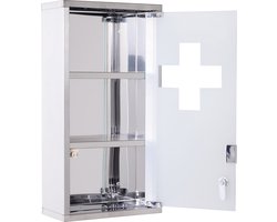 HOMCOM medicijnkast - 3 vakken - afsluitbaar - zilver