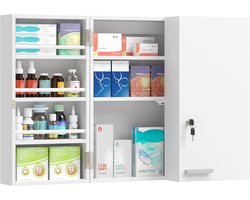 Homcom Medicijnkast-MDF, metaal-53L x 20B x 53H cm-wit