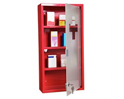 HOMCOM medicijnkast - met 4 vakken - met slot - rood