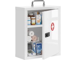HOMCOM Medicine Cabinet-Kaltgewalzter Stahl-32 x 14 x 38 cm-Weiß