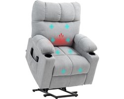 HOMCOM Multifunctionele Elektrische Opsta-Stoel Polyester, Metaal 91L x 95B x 109H cm Lichtgrijs