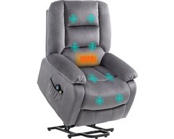 HOMCOM Multifunctionele Elektrische Opsta-Stoel Polyester, Schuim 93L x 90B x 110H cm Donkergrijs