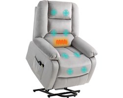 HOMCOM Multifunctionele Elektrische Opsta-stoel Polyester, Schuim 93L x 90B x 110H cm Lichtgrijs