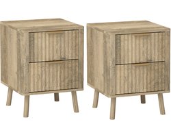 HOMCOM-Nachtkastje-MDF-40x40x53cm-Eiken