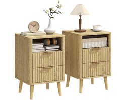 HOMCOM Nachtkastje - MDF, Grenenhout - 40 x 40 x 61 cm - Eikenhout