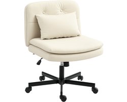 HOMCOM Office Chair-Kunstleder, Metall-63L x 67B x 83-93H cm-Beige