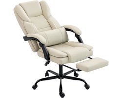 Homcom Office Chair-Kunstleer, Meerlaags Bord-67L x 65B x 111-119H cm-Beige