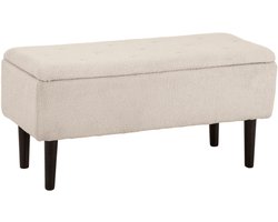 HOMCOM-Opbergpoef-95x38x45cm-Boulevard-Wollen stof met effect-Beige