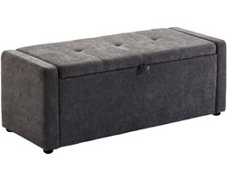 HOMCOM Opbergpoef - Linnen (100% polyester), Schuim - 122 x 48 x 44 cm - Donkergrijs