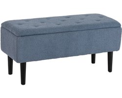 HOMCOM Opbergpoef - Lusvormige stof met wol-effect - 95x38x45cm - Blauw