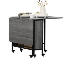 HOMCOM-Opklapbare eettafel-spaanplaat-130x80x74cm-Grijs