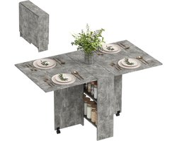 HOMCOM-Opklapbare eettafel-spaanplaat-75x140x74cm-Grijs