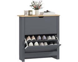 HOMCOM opklapbare schoenenkast - Hout - 72x26x80cm - Donkergrijs