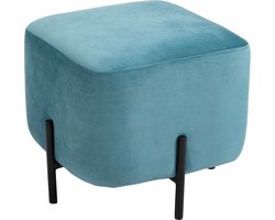 HOMCOM Poef voetenbank voor woonkamer bekleed polyester staal turquoise 838-118