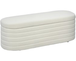 HOMCOM-Polsterbank-Polyester, Eukalyptusholz-116L x 41B x 40,5H cm-Cremeweiß