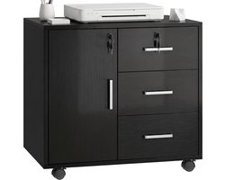 HOMCOM Printerkast - Spaanplaat - 60x40x56cm - Zwart