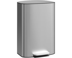 HOMCOM Prullenbak - Roestvrij Staal - 45,1 x 36,5 x 62,6 cm - Grijs