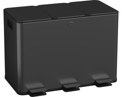 HOMCOM Prullenbak Roestvrij staal, Kunststof 61,9L x 36,6B x 43,2H cm Zwart