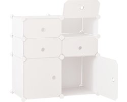 HOMCOM rek met opbergboxen kast -kledingkast wit grijs