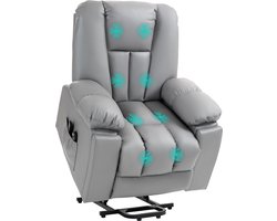 HOMCOM relaxfauteuil - afstandsbediening - zijvakken - grijs