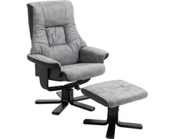 HOMCOM relaxfauteuil - met hocker - 360° draaibaar - 135° kantelbaar