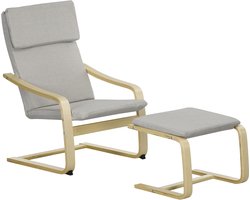 HOMCOM relaxfauteuil - met hocker - 66,5B x 80T x 99H cm - lichtgrijs