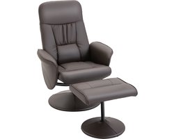 HOMCOM Relaxfauteuil met Ottomaan Metaal, kunstleer 81L x 76B x 101H cm Bruin