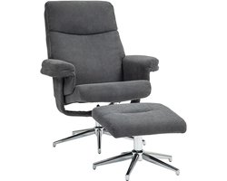HOMCOM Relaxfauteuil met Ottoman Polyester, Schuim 78L x 85B x 106H cm Donkergrijs