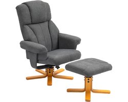 HOMCOM Relaxfauteuil met Ottoman Polyester, Schuim 79L x 80B x 104H cm Donkergrijs