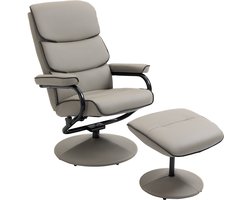 HOMCOM-Relaxfauteuil met voetenbank - 75x84x100cm - Polyurethaan - Grijs