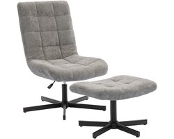 HOMCOM-Relaxfauteuil met voetenbank - Fluweel (100% polyester) - 66x80x104cm - Grijs