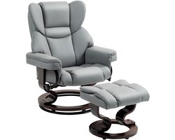 HOMCOM Relaxfauteuil met Voetenbank - Ligfauteuil, Relaxstoel - Lichtgrijs