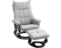 HOMCOM Relaxfauteuil met voetenbank Polyester 81L x 87B x 113H cm Grijs