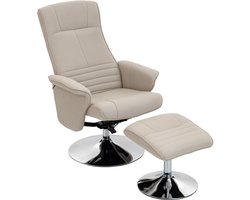 HOMCOM - Relaxfauteuil met voetenbank - Polyesterstof - 69x71x104cm - Beige