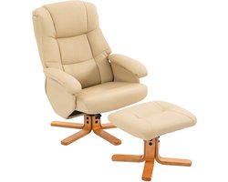 HOMCOM-Relaxfauteuil met voetenbank - Polyurethaan - 68x85x94cm - Beige