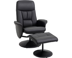 HOMCOM-Relaxfauteuil met voetenbank-PU-76x81x101cm-Zwart