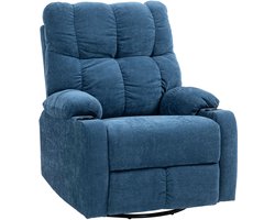 HOMCOM - Relaxfauteuil - Polyester - met Bekerhouder - Blauw