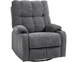 HOMCOM - Relaxfauteuil - Polyester - met Bekerhouder - Donkergrijs